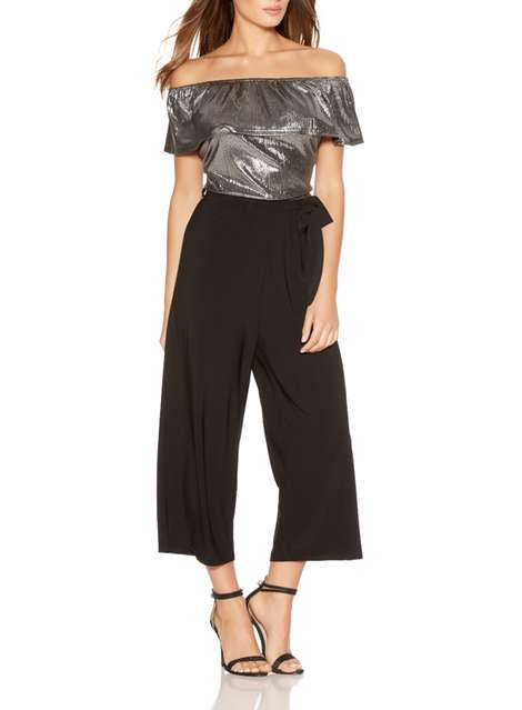 **Quiz Bardot Frill Culotte Jumpsuit